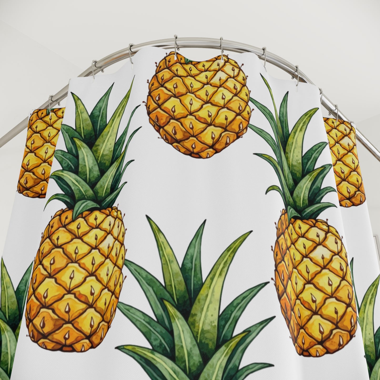 Tropical Pineapple Shower Curtain - Bright and Cheerful Bathroom Decor