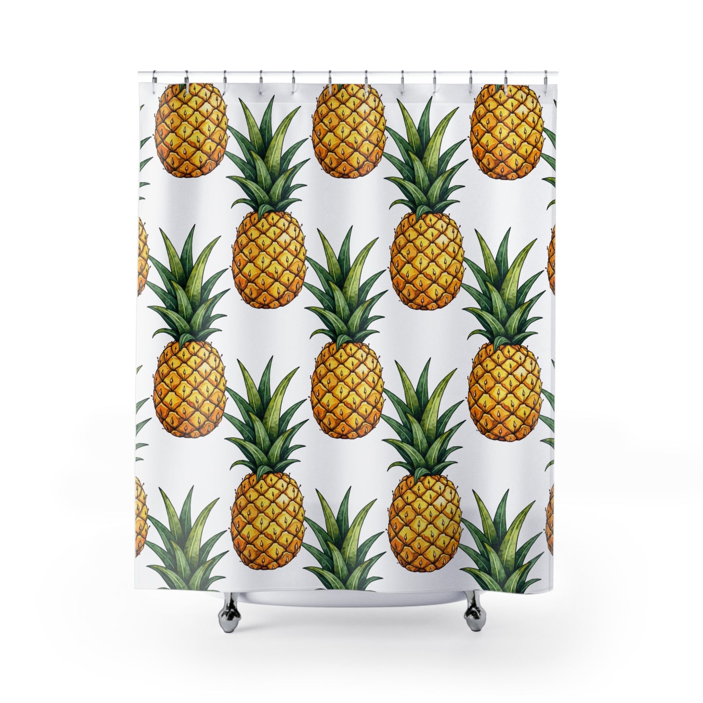 Tropical Pineapple Shower Curtain - Bright and Cheerful Bathroom Decor
