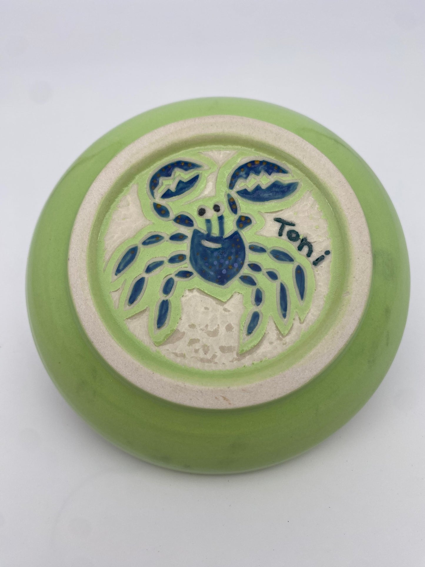 Hand Crafted Pottery - Green Crab Bowl